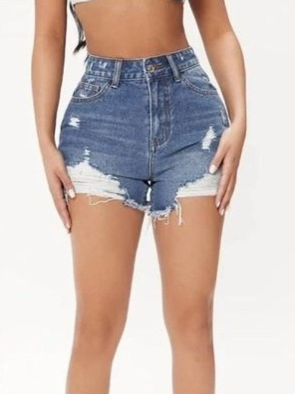 Forever 21 High Waisted Distressed Jean Shorts Size 28